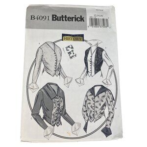 Butterick Sewing Pattern Sizes 12-16 B4091 Basque Shirt Making History UNCUT